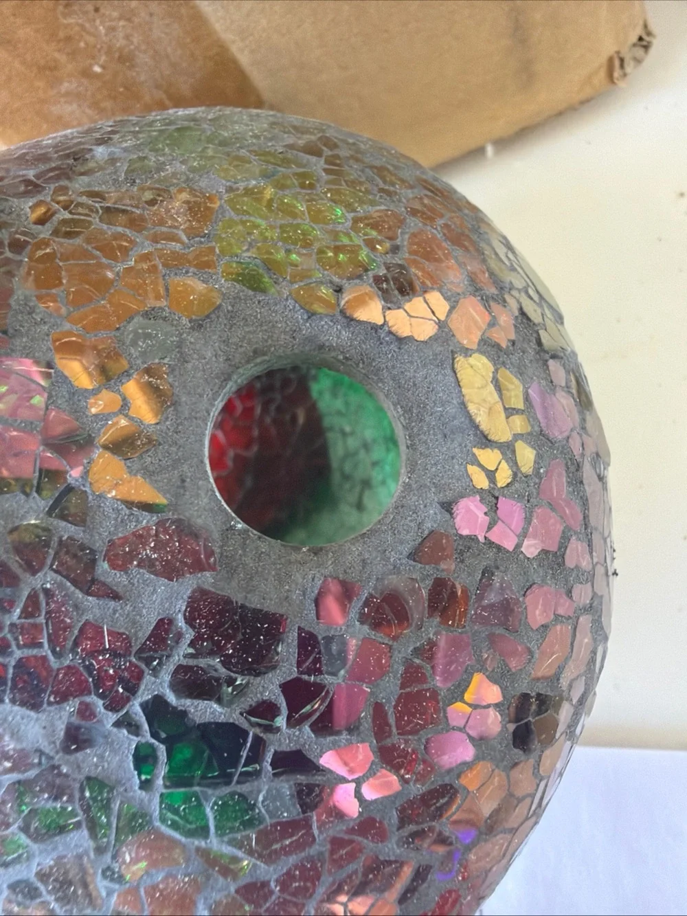 Backyard Expressions Bird Brain Purple Mosaic Glass Hanging Hummingbird Feeder